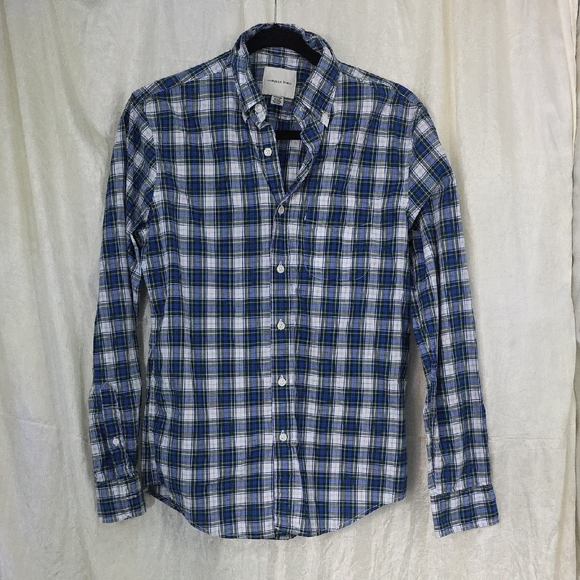 American Eagle Outfitters Other - American Eagle Shirt Blue Plaid Casual Button-Front Long Sleeve Men's XS